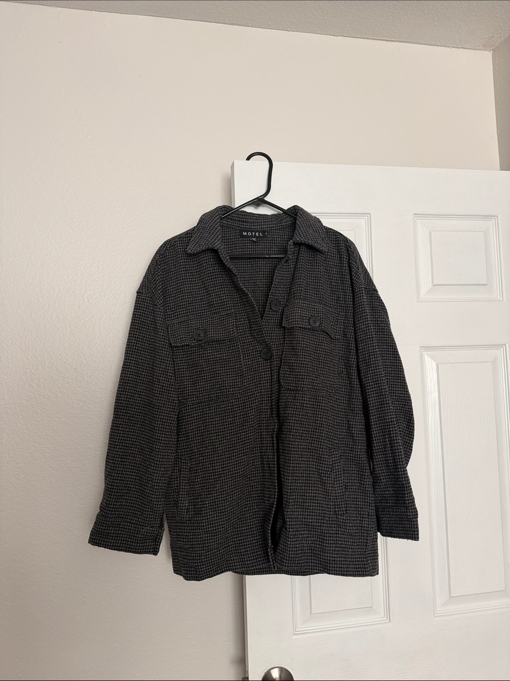 Motel Rocks Charcoal Black Micro-Check Shacket